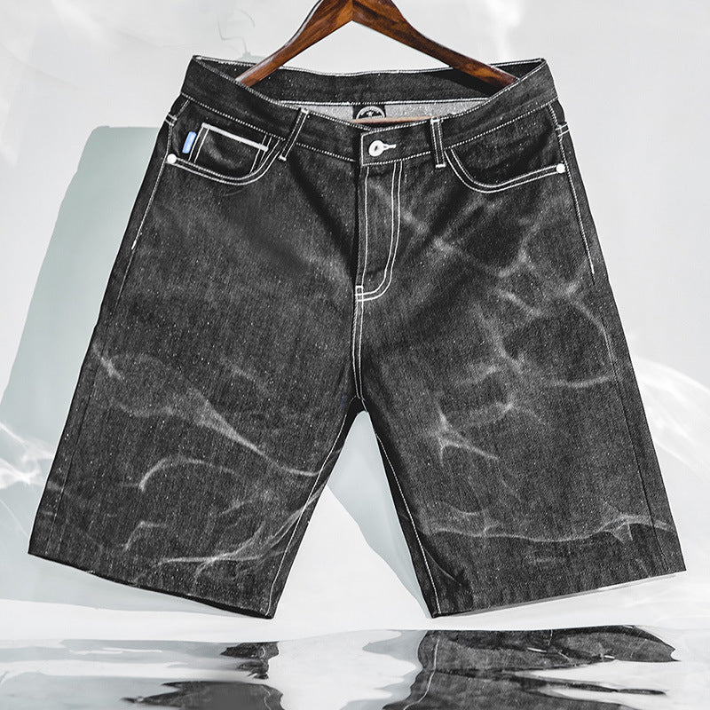 13.5oz Silver Denim Raw Denim Shorts