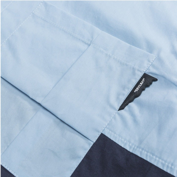 Color-blocked short-sleeved work shirt