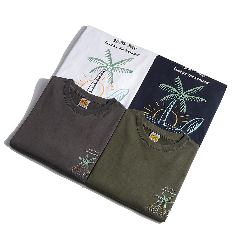 270g cotton simple print short-sleeved T-shirt in four colors