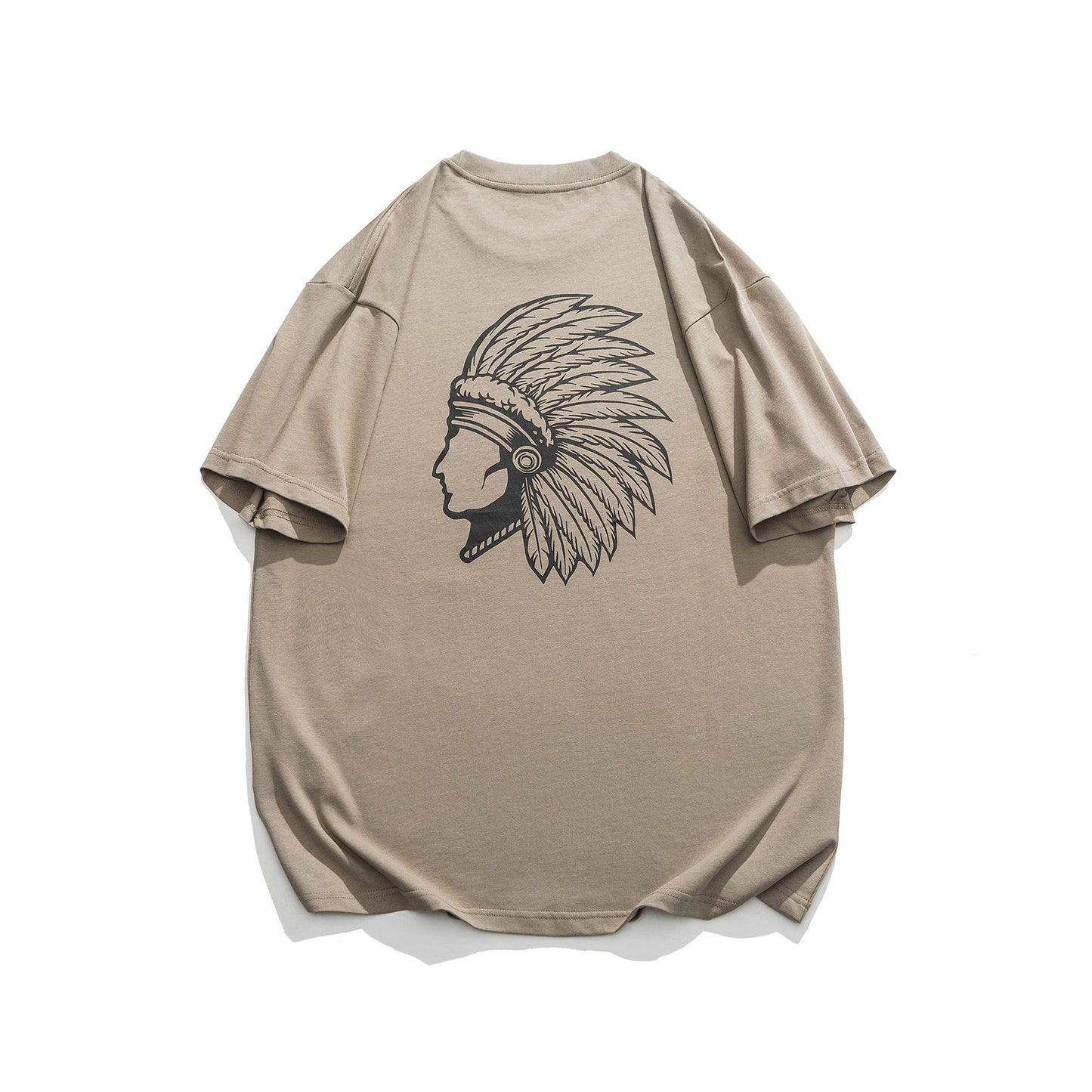 Portrait print cotton short-sleeved T-shirt