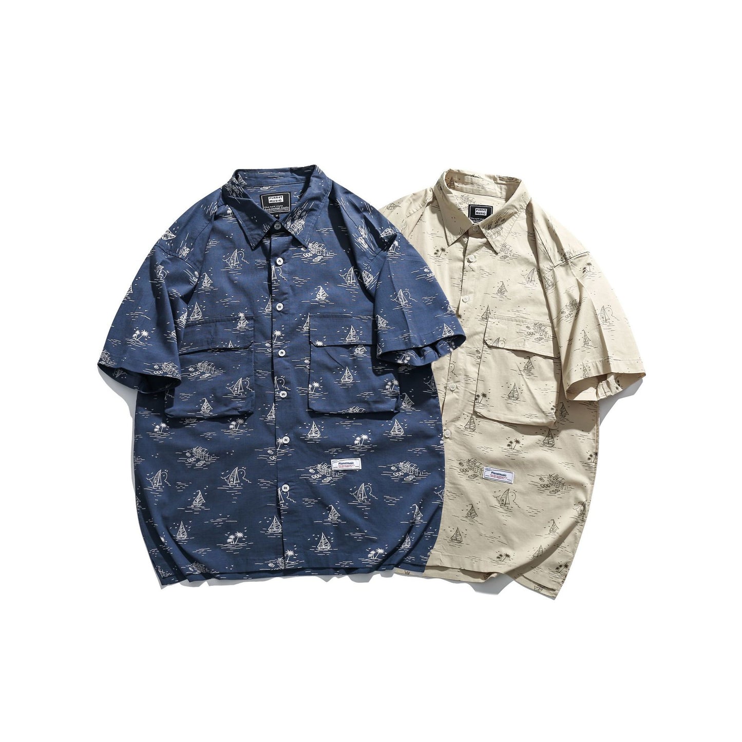 Casual all-over print aloha shirt