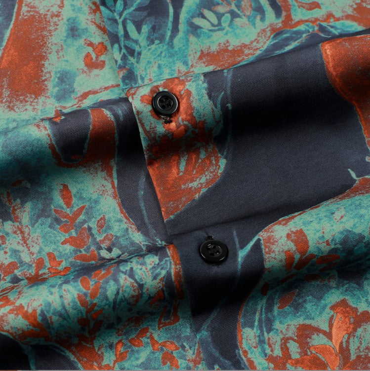 Retro Hawaiian "Horse" Print Short Sleeve Shirt