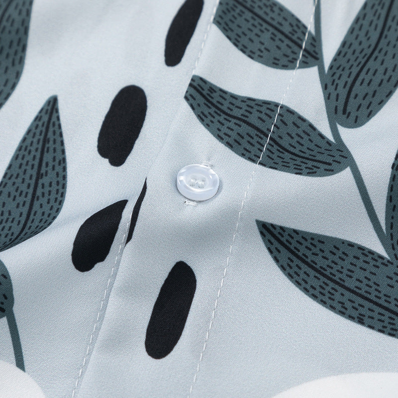Retro all-over print aloha shirt, short sleeves