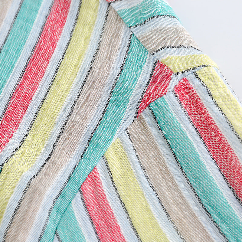 Rainbow Stripe Pocket Short Sleeve Shirt