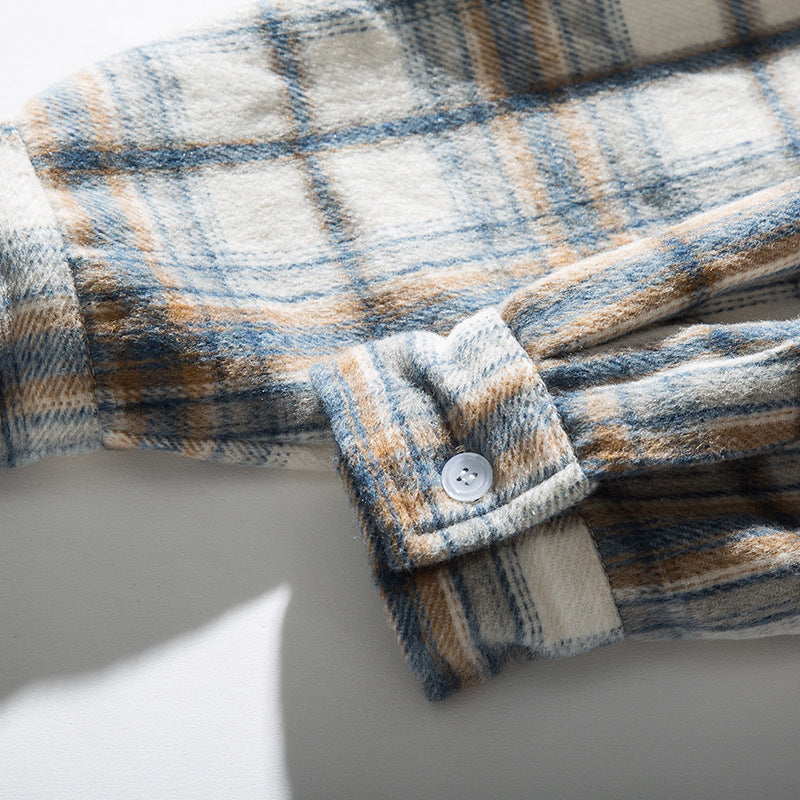 Classic brushed check pattern long sleeve shirt