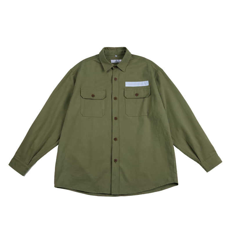 New American casual washed and brushed long sleeve shirt
