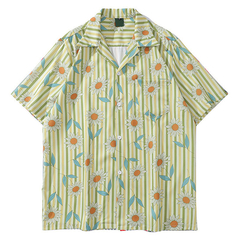 Cuban color "Sunflower" all-over print short-sleeved shirt