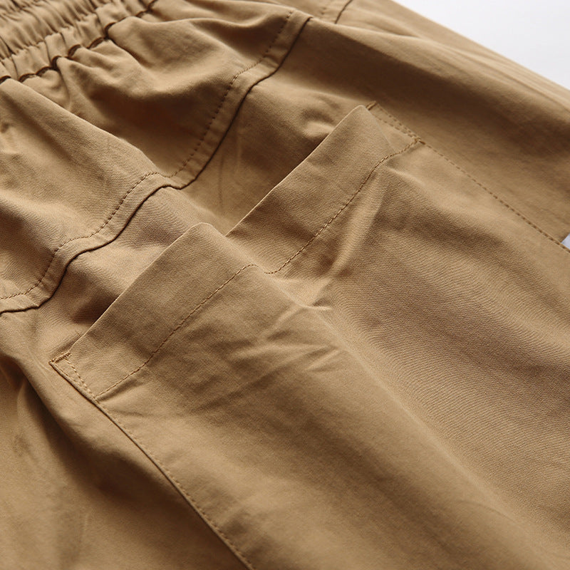 Outdoor Functional Pocket Plain Casual Shorts