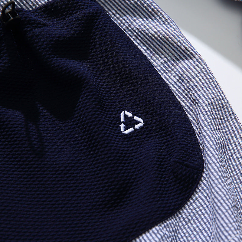New striped color combination pocket long sleeve shirt