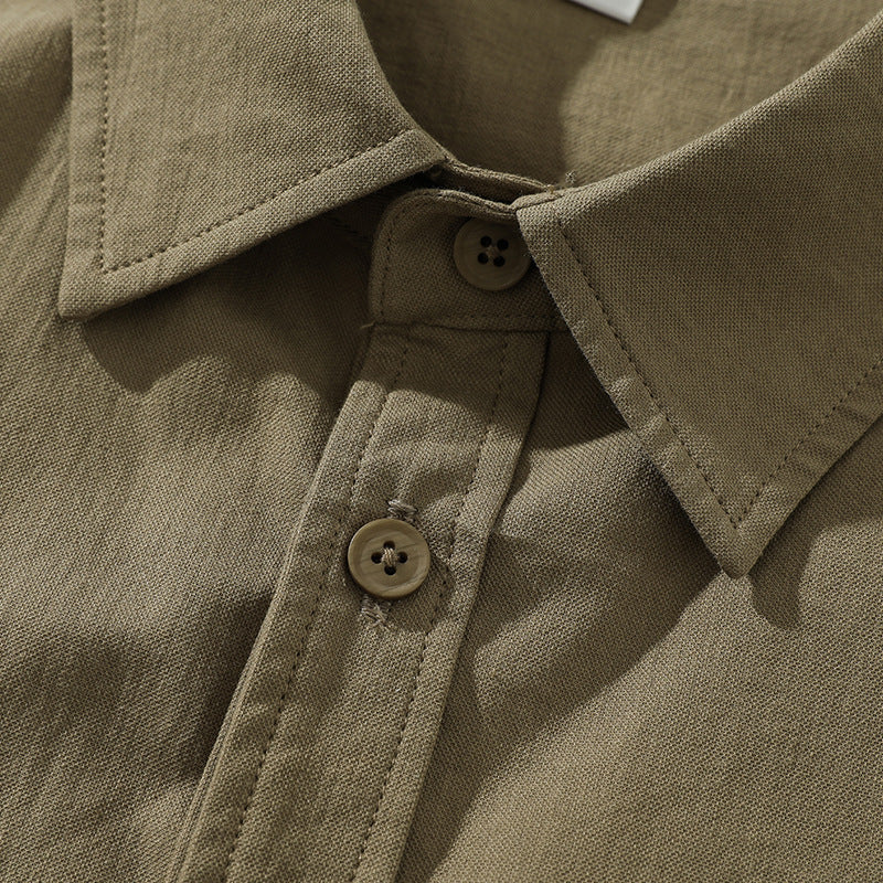 Faux layered cotton short sleeve shirt