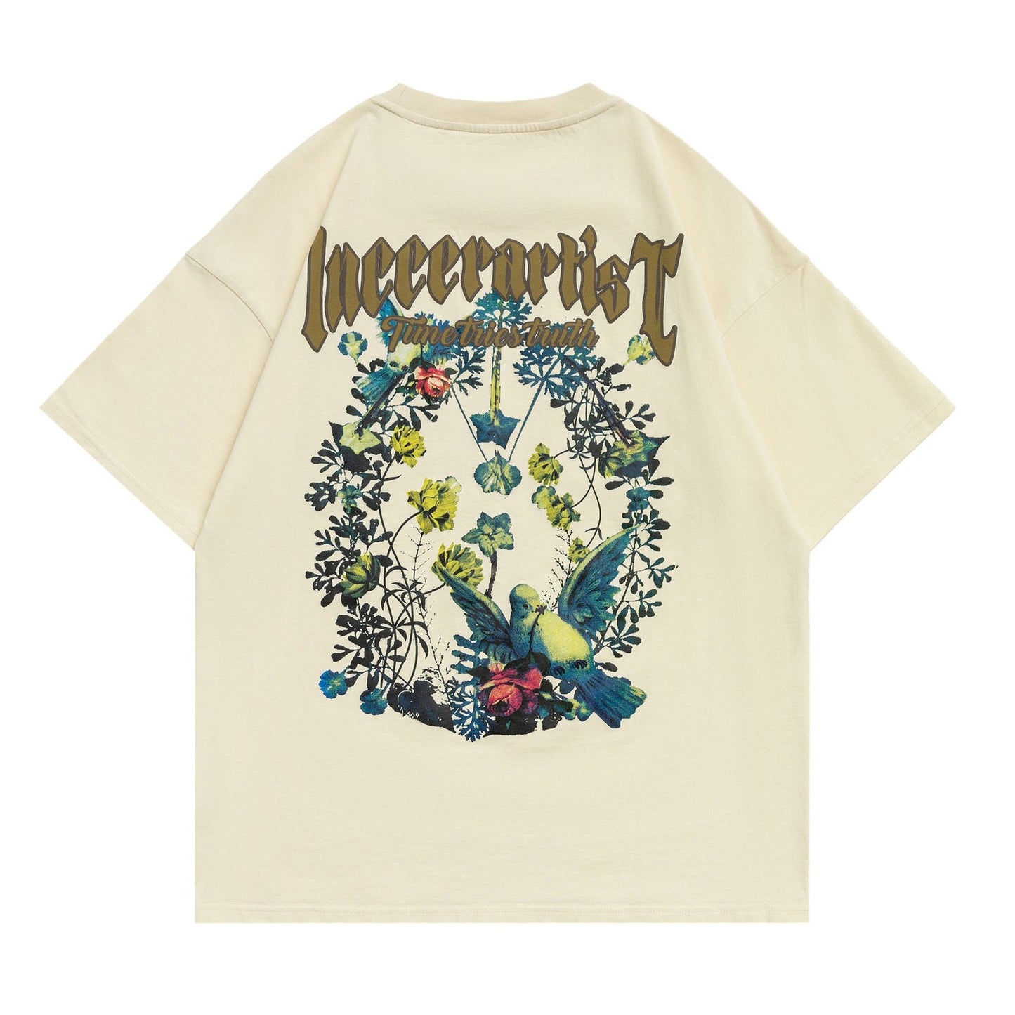 Cool alphabet floral short-sleeved T-shirt