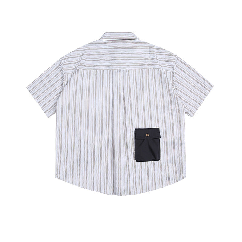 Classic striped functional pocket short sleeve shirt