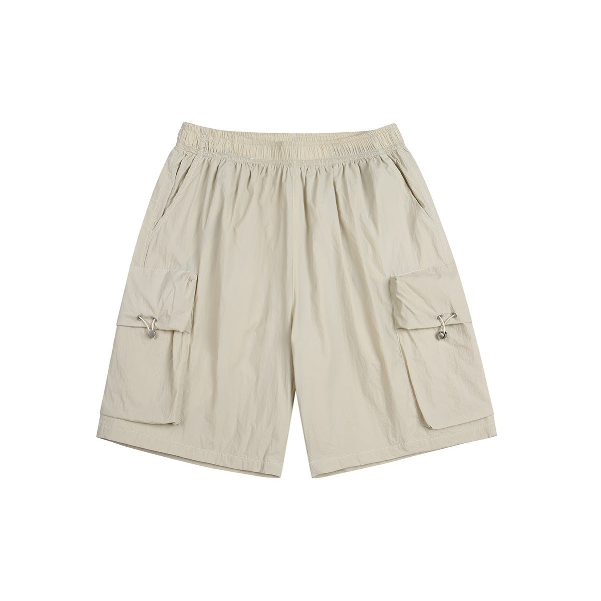 Solid color drawstring pocket track shorts