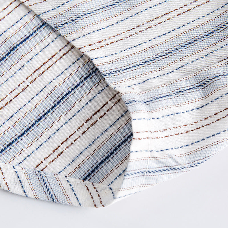 Classic color-striped short-sleeved shirt