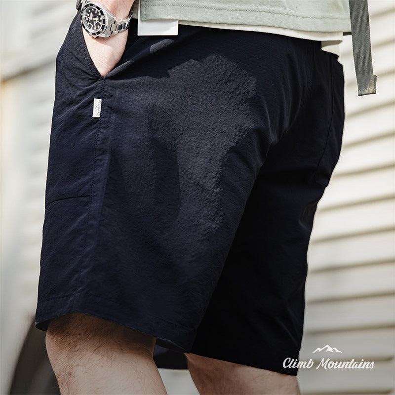 Wrinkle-finish lightweight quick-drying shorts