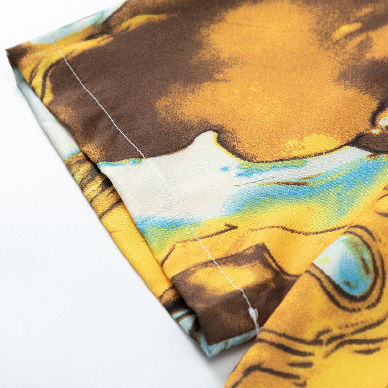 Vintage oil painting short sleeve shirt