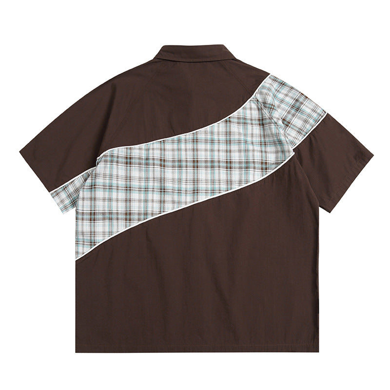 Retro check pattern short sleeve shirt