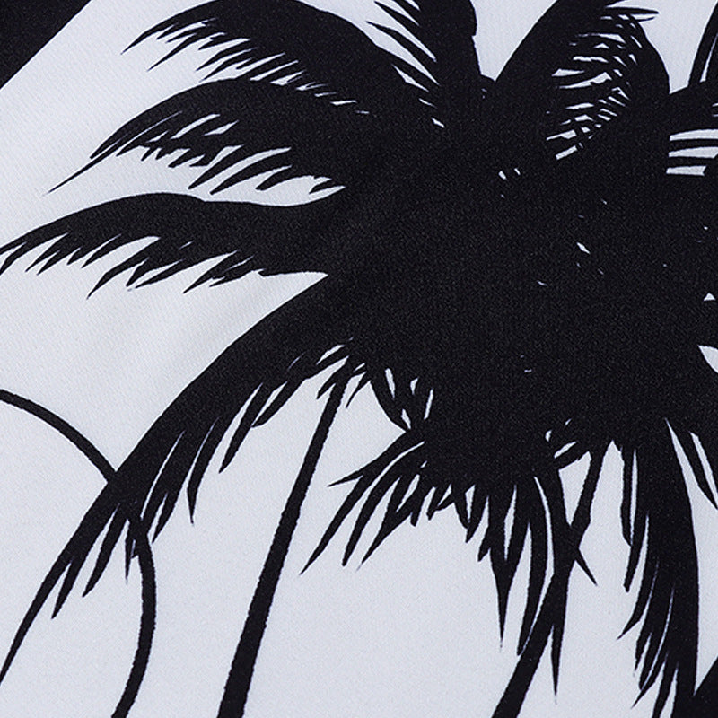 Classic black and white coconut yam short-sleeved shirt