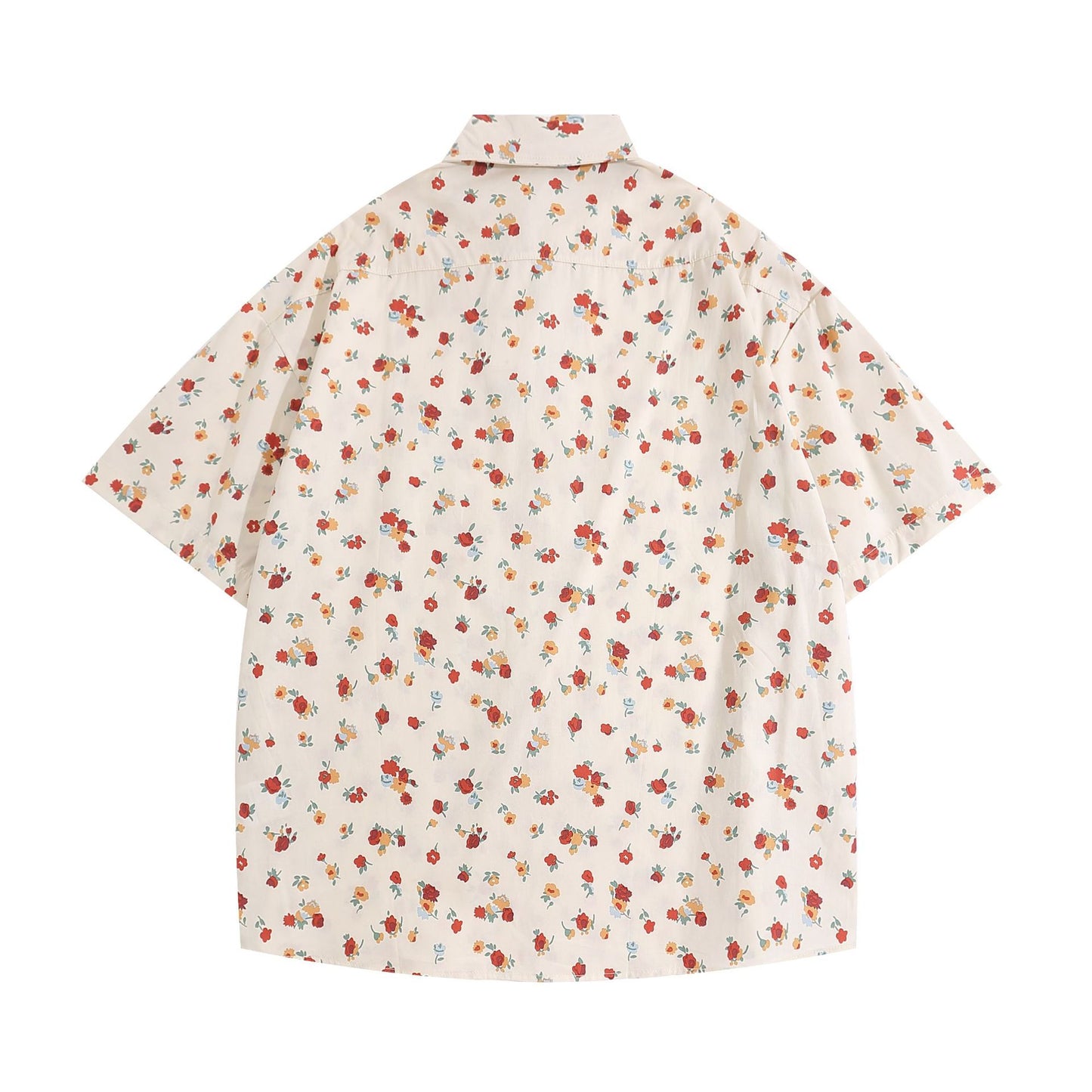 Hawaiian rose print short-sleeved shirt