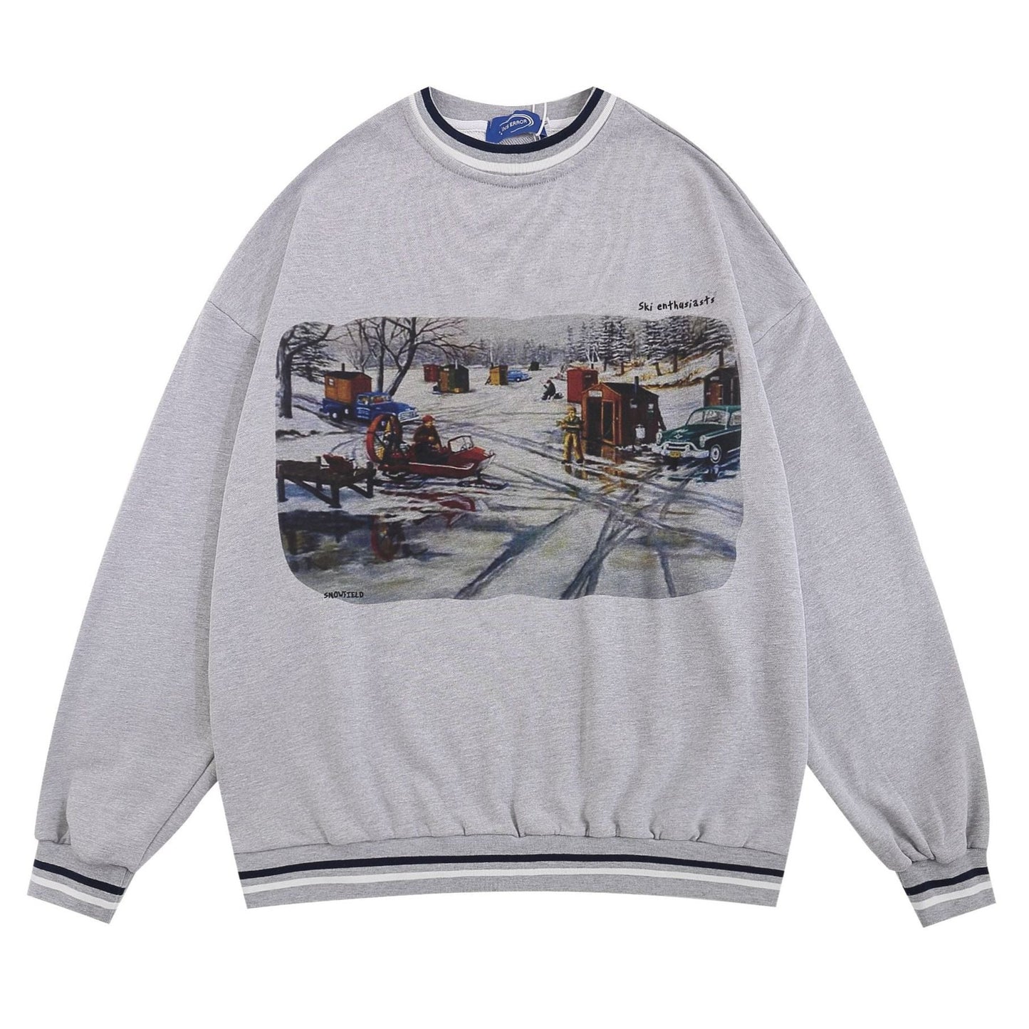 Choose from three colors! Loose-fitting printed hoodie