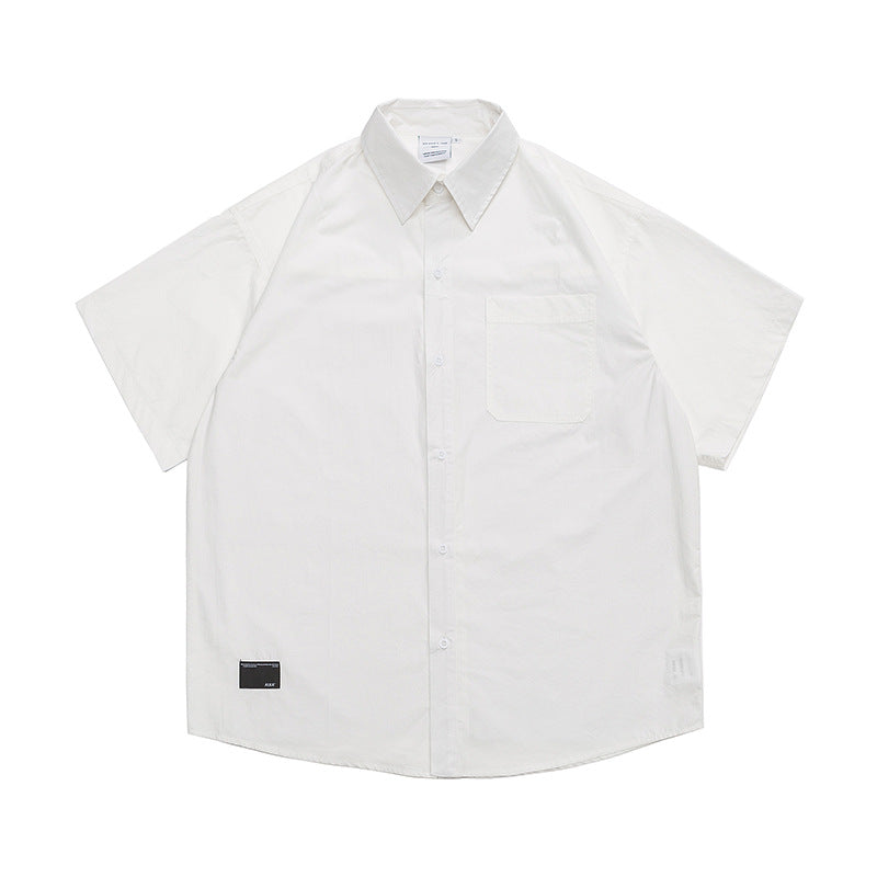 Classic plain pocket work short sleeve shirt
