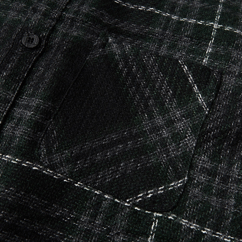 Classic check pattern pocket long sleeve shirt