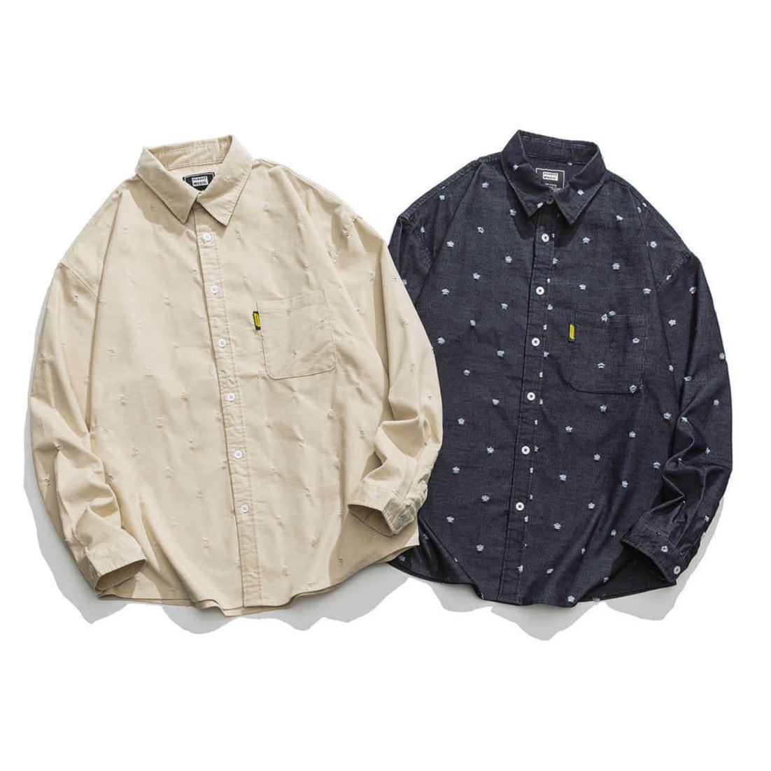 Distressed retro long-sleeved shirt