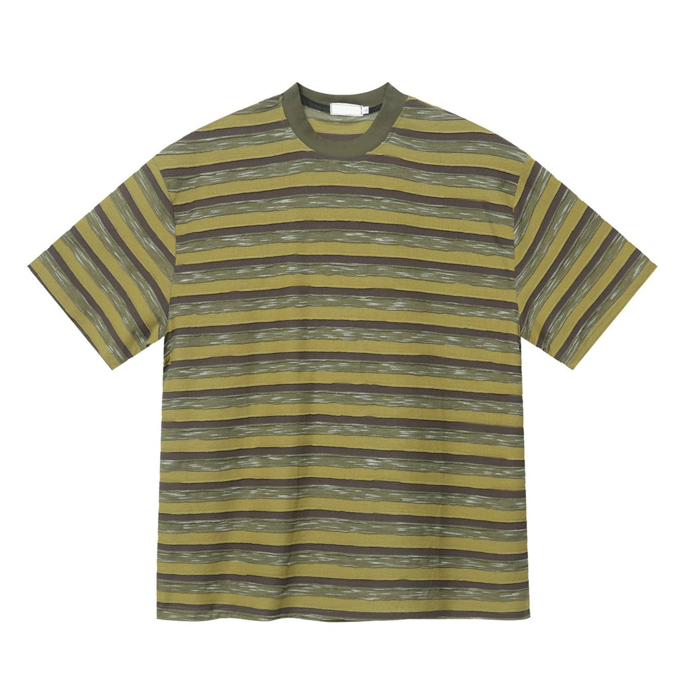 Color-coordinated striped short-sleeved T-shirt