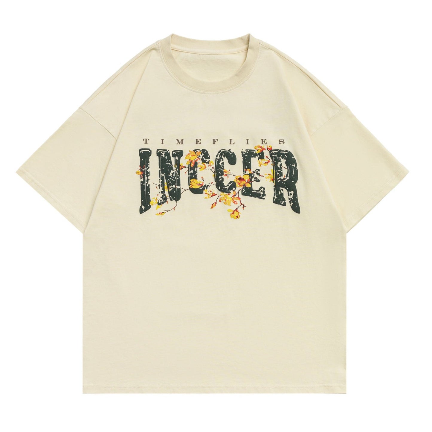 Cool alphabet floral short-sleeved T-shirt