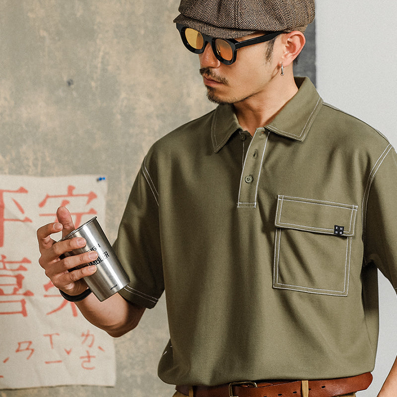 Classic plain pocket polo shirt