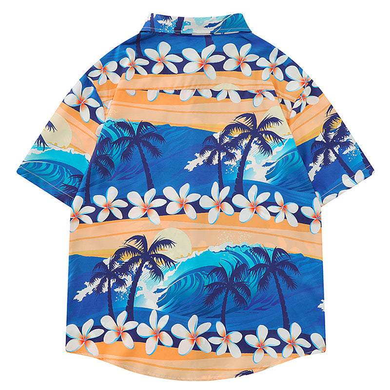 Sand Scenery Print Aloha Shirt, Short Sleeve