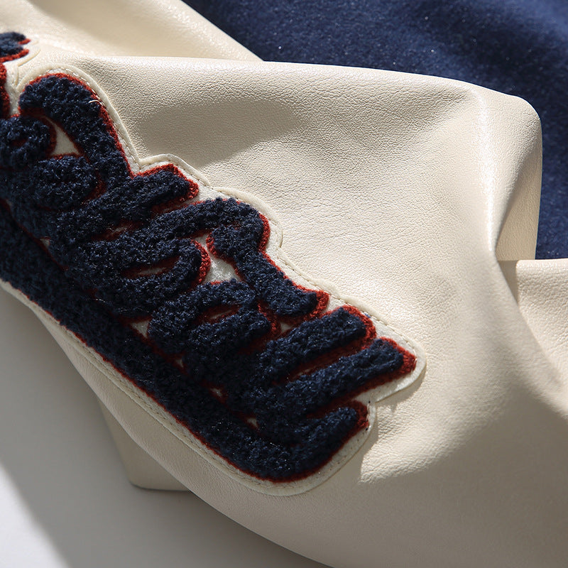 異素材コンビ配色ⅹ刺繡入りスタジャン 全3色