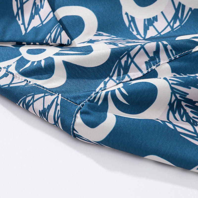Retro floral all-over print aloha short-sleeved shirt