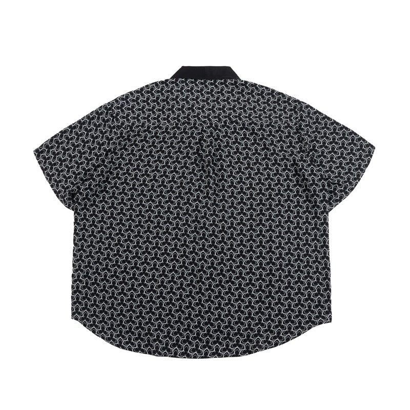 Geometric print draped short sleeve shirt