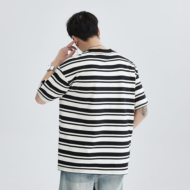 Classic horizontal striped short sleeve T-shirt