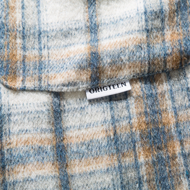 Classic brushed check pattern long sleeve shirt