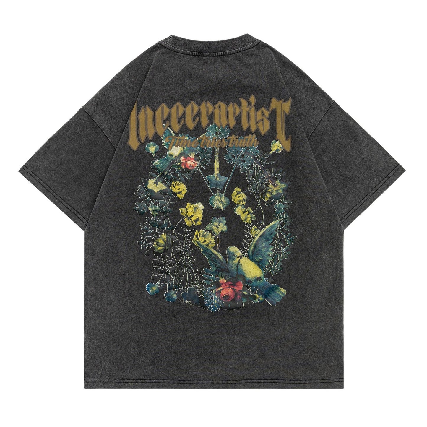 Cool alphabet floral short-sleeved T-shirt