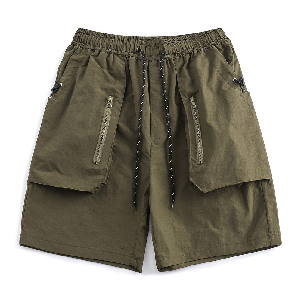 Zippered large pocket casual shorts