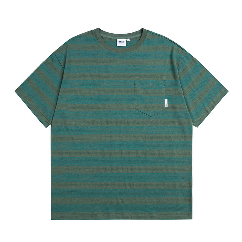 Striped BF-style couple casual short T-shirt