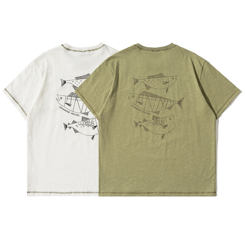 American casual print short sleeve T-shirt
