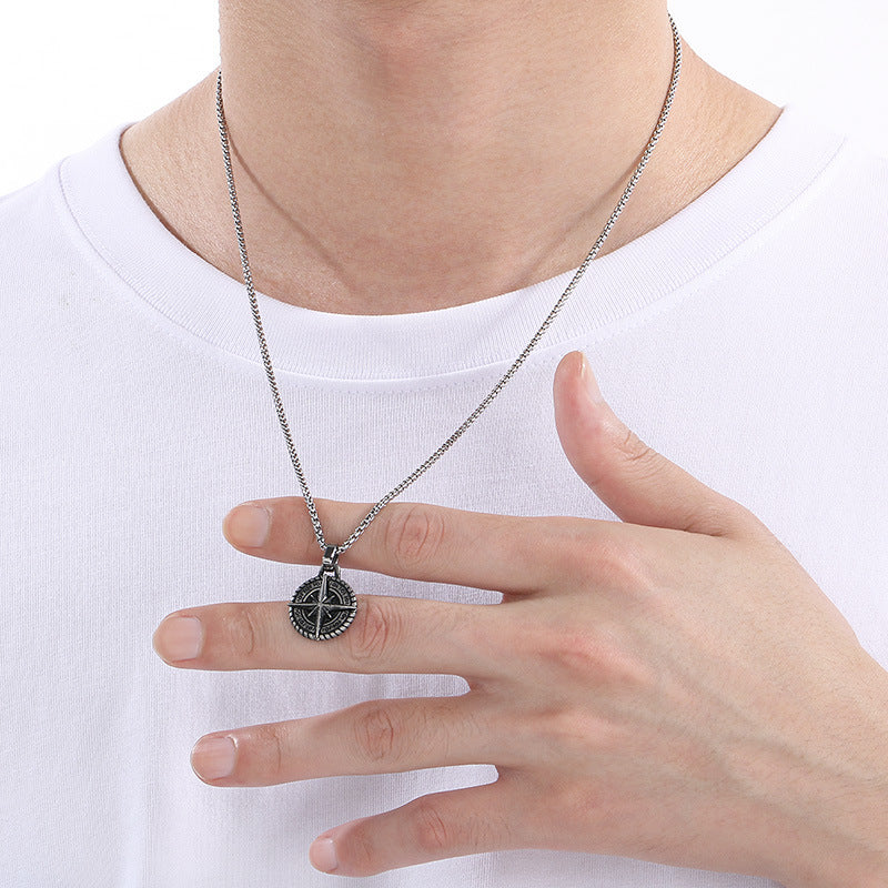 コンパス コイン ペンダントメンズ