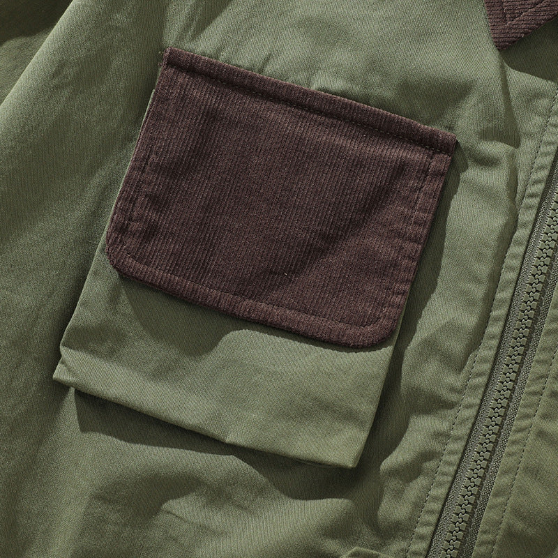 Corduroy jacket with multi-pockets