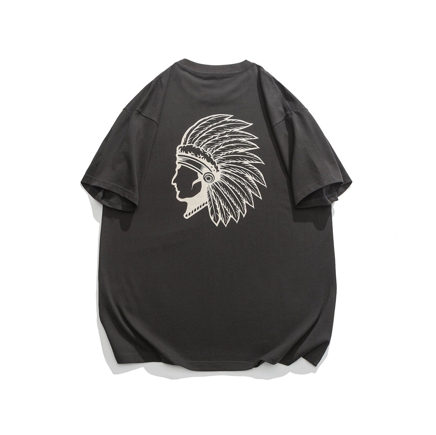 Portrait print cotton short-sleeved T-shirt