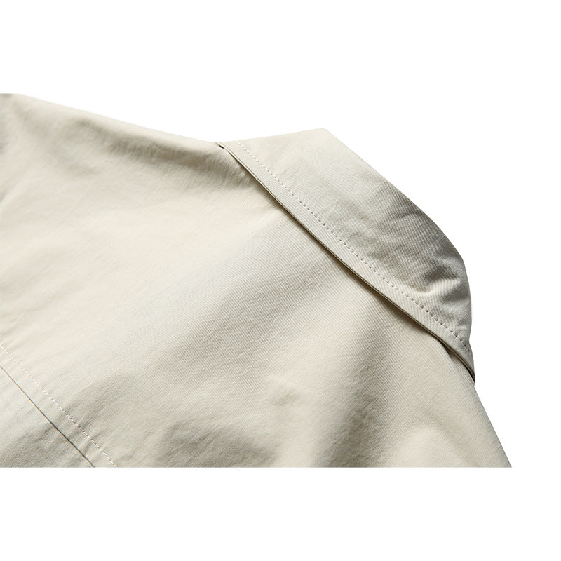 Fashionable color matching multi-pocket long-sleeved shirt