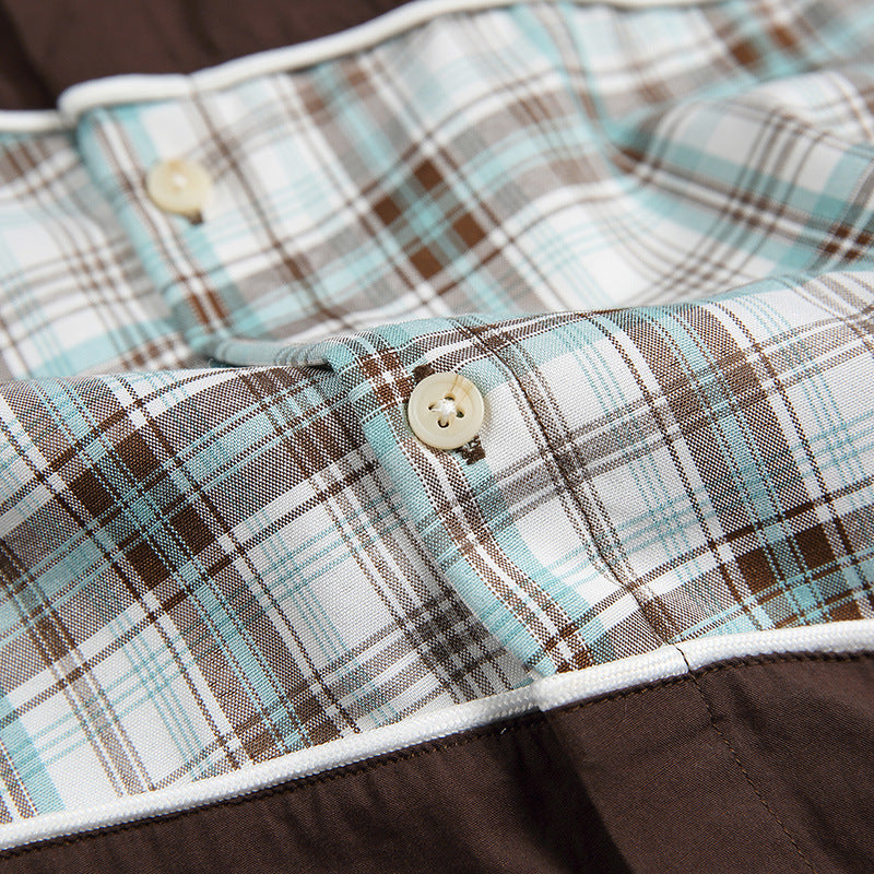 Retro check pattern short sleeve shirt