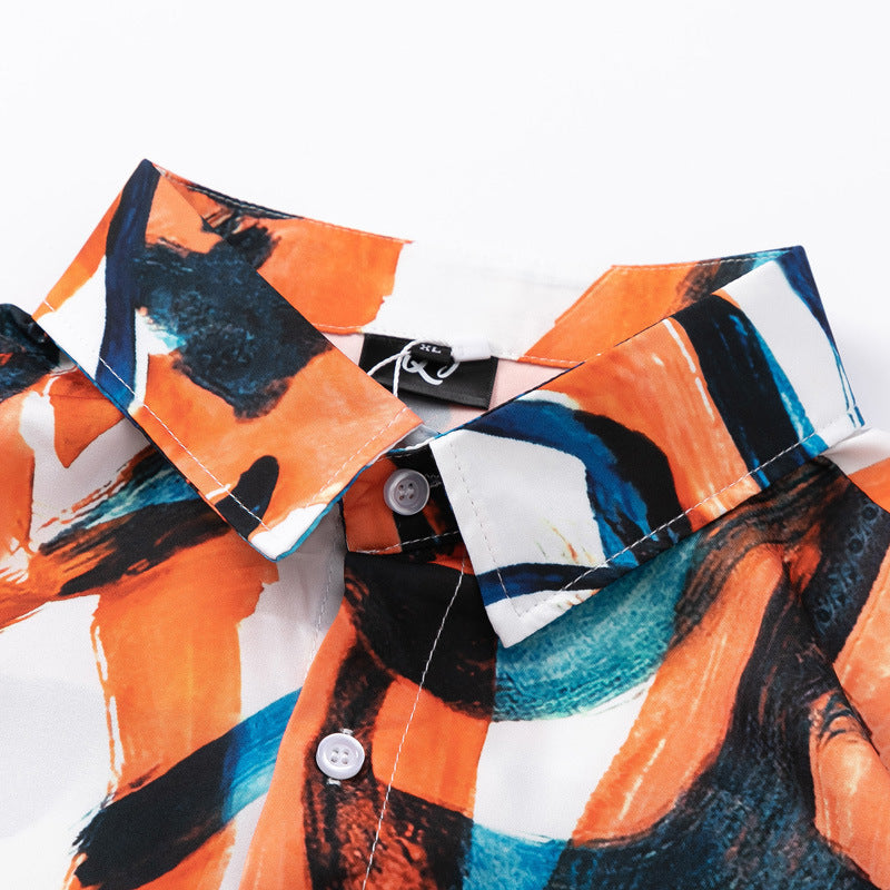 Unique graffiti pattern aloha short sleeve shirt