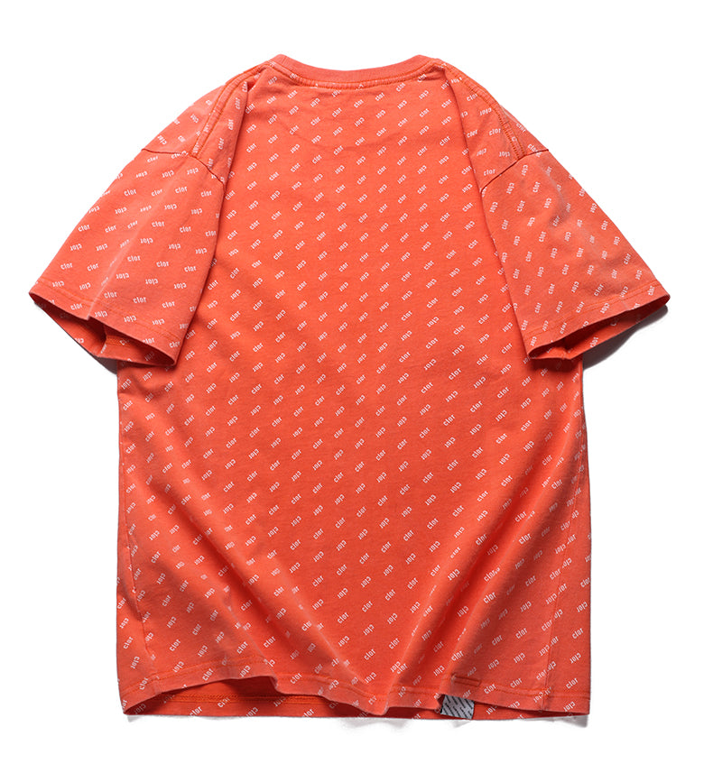 Color-coordinated pocket print casual short-sleeved t-shirt