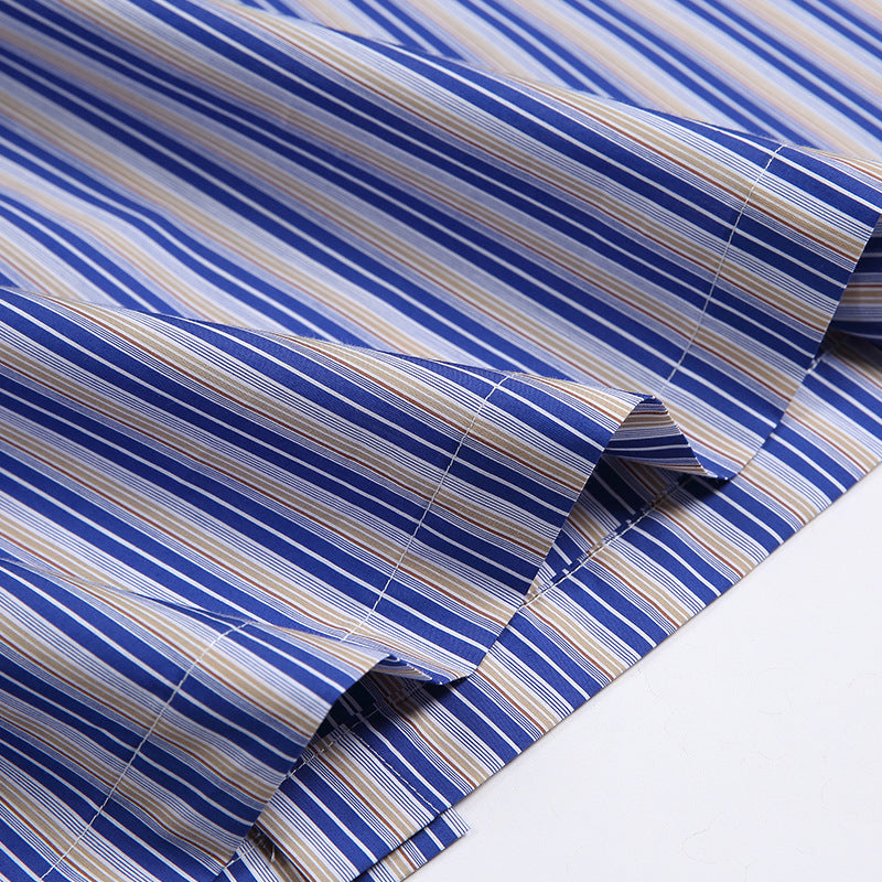 Classic striped work short-sleeved shirt