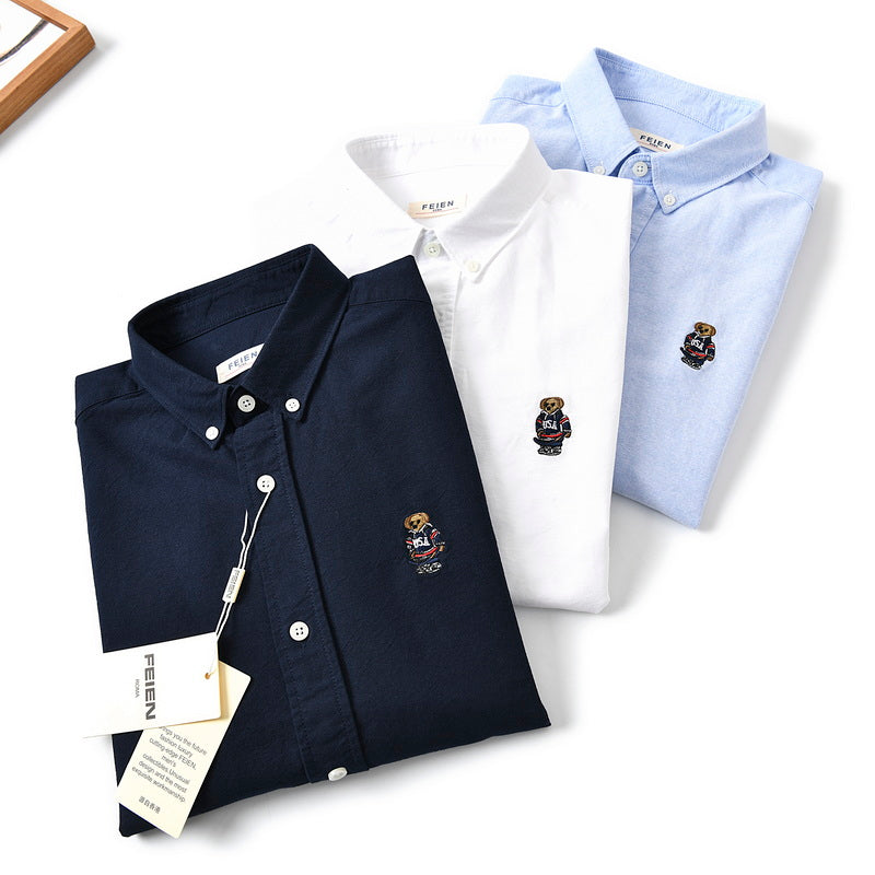 Embroidered breathable plain long sleeve shirt