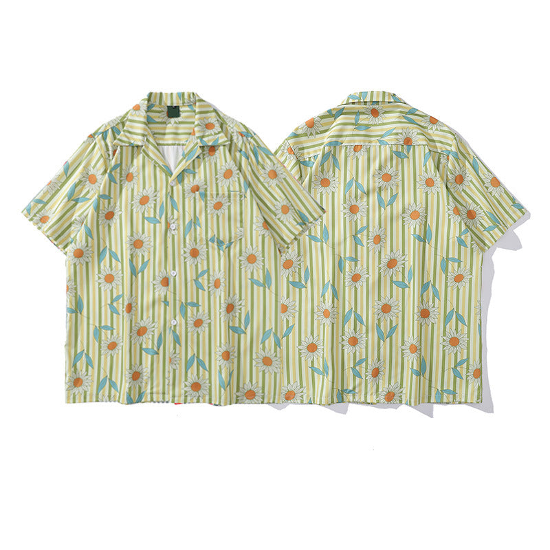 Cuban color "Sunflower" all-over print short-sleeved shirt